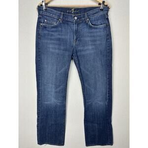 7 For All Mankind Jeans Mens 34x33 Blue Bootcut Made USA Stretch Denim Classic